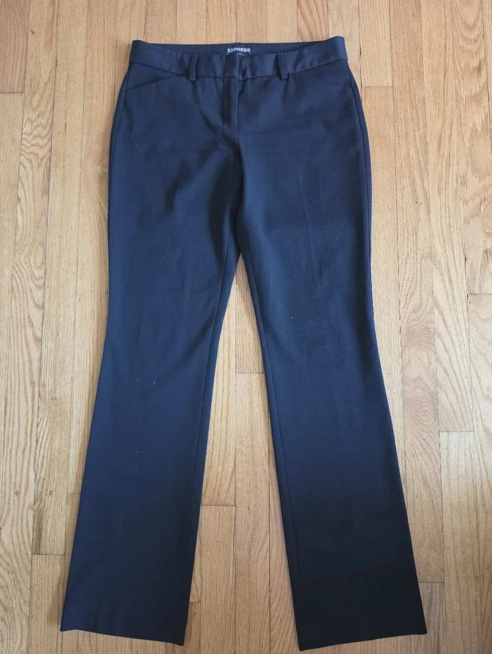 Express Editor Mid Rise Flare Trouser Pants Black Sz 4R